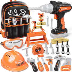 KidBloom backpack toolkit with adjustable straps, ideal for travel and pretend play.