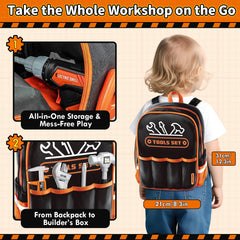 KidBloom DIY parts inspire kids to assemble models with screws, nails, and a tape measure.