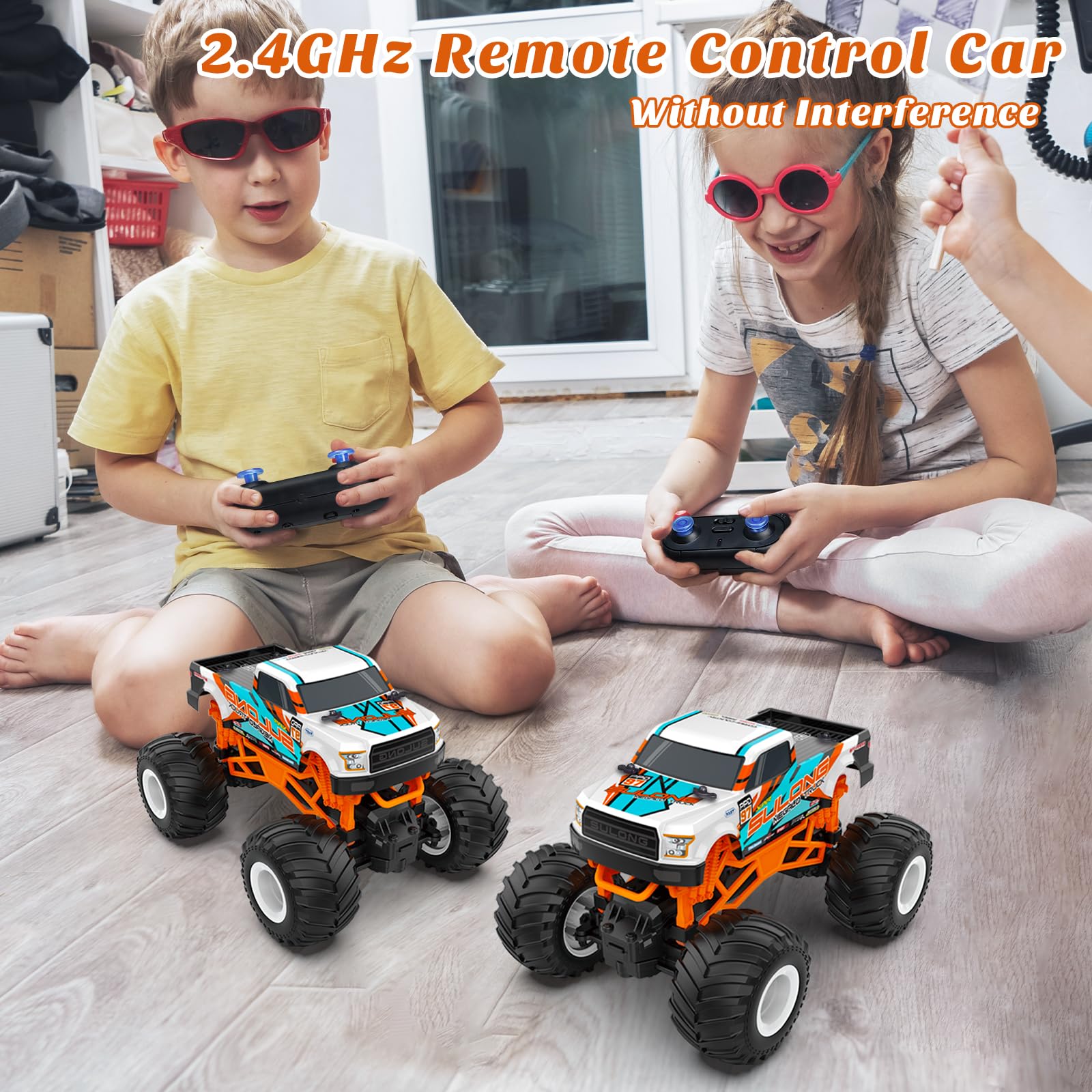 Kidcia off-road tires provide grip on grass, sand, and uneven surfaces.
