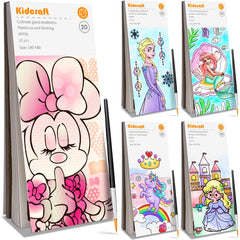Kidcraft Paint with Water coloring book cover highlights pocket-size portability for travel art.