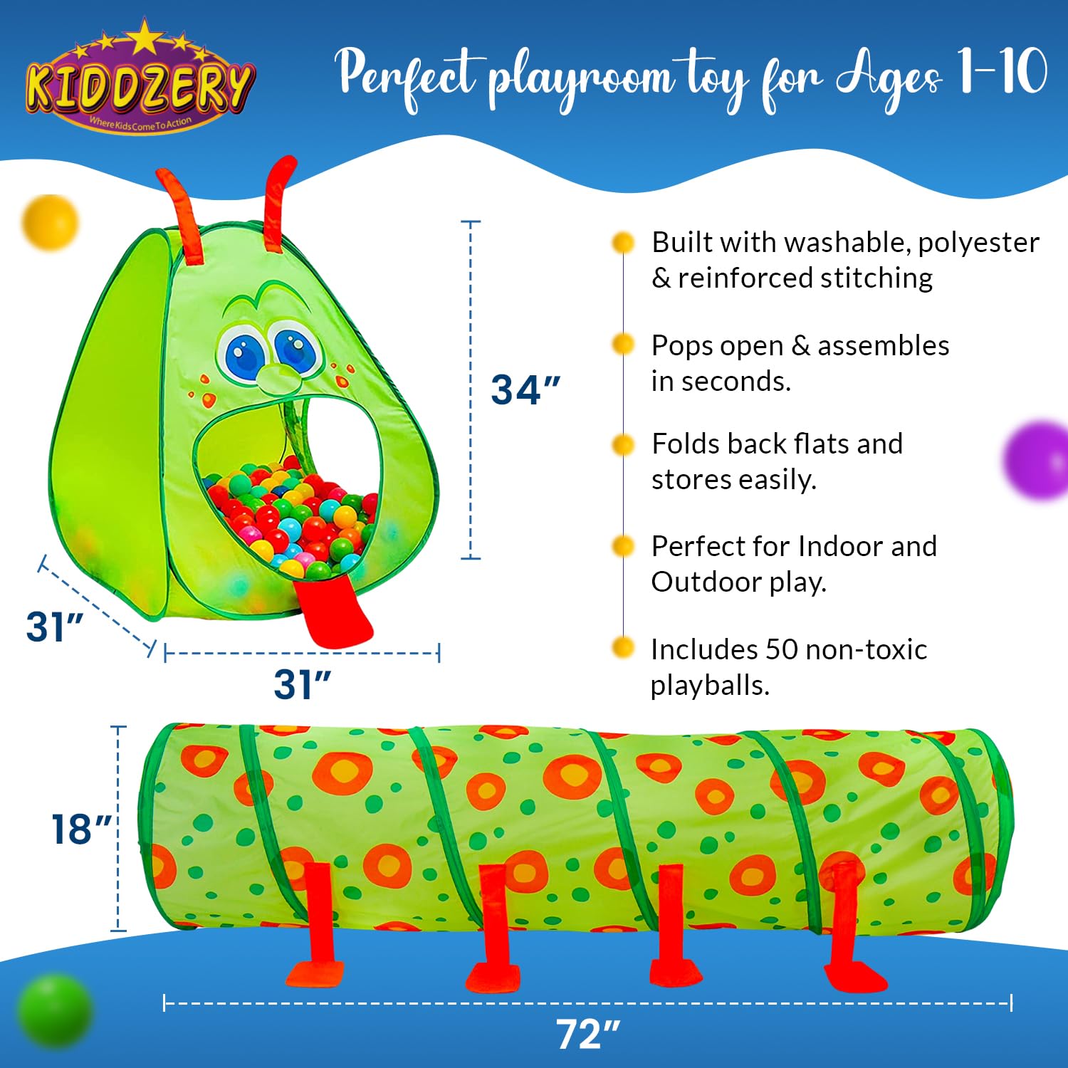 Kiddey 50-color balls pack enhances sensory play and color exploration.