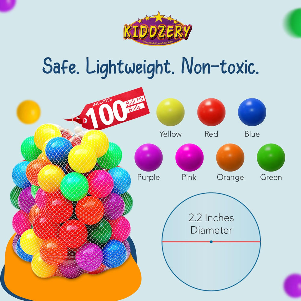 Kiddey ball pit with 100 colorful balls encourages tactile play and coordination.