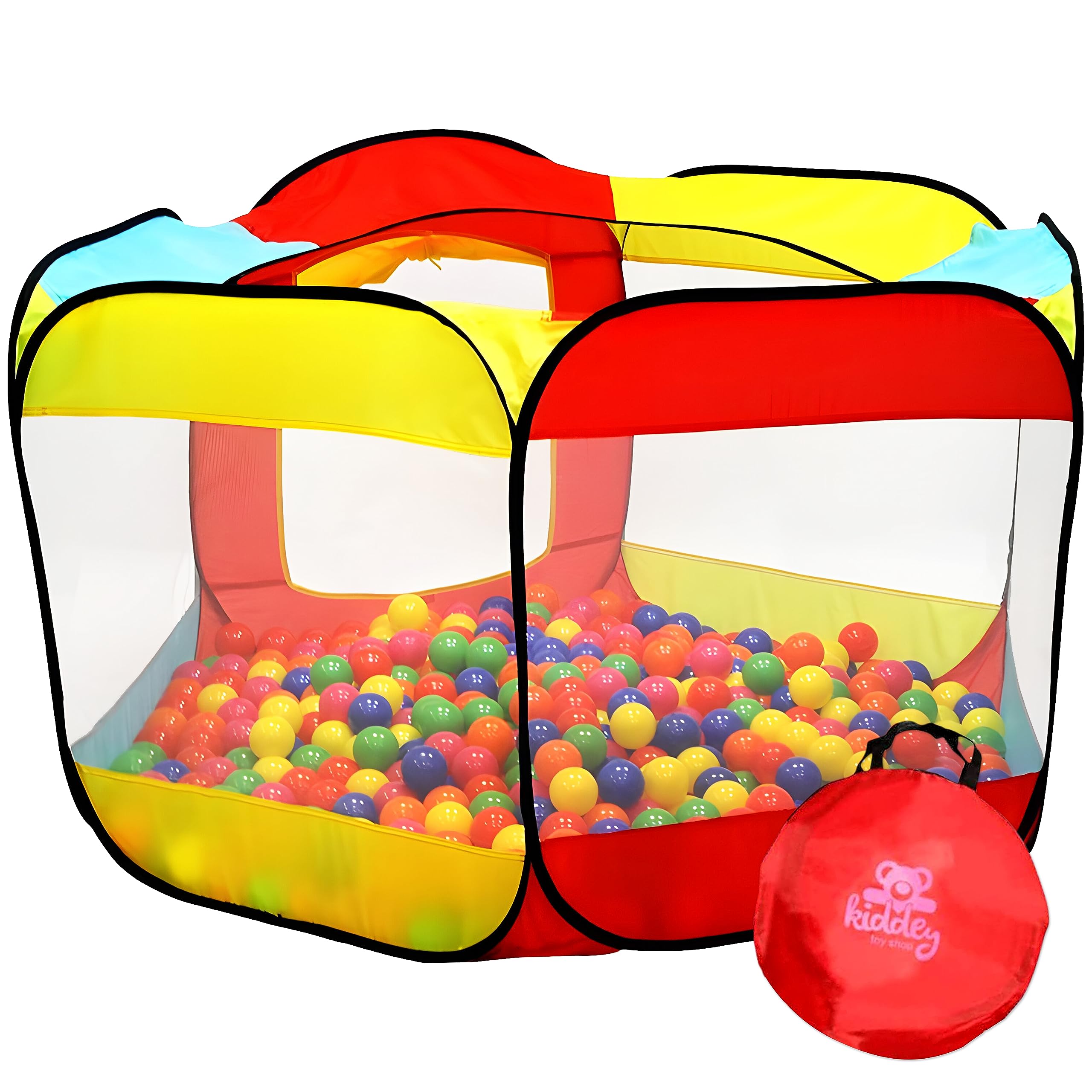 Kiddey ball pit large pop-up tent open for indoor and outdoor play.