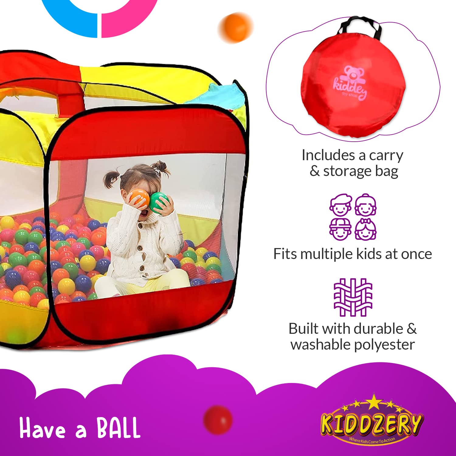 Kiddey ball pit used indoors or outdoors in real spaces