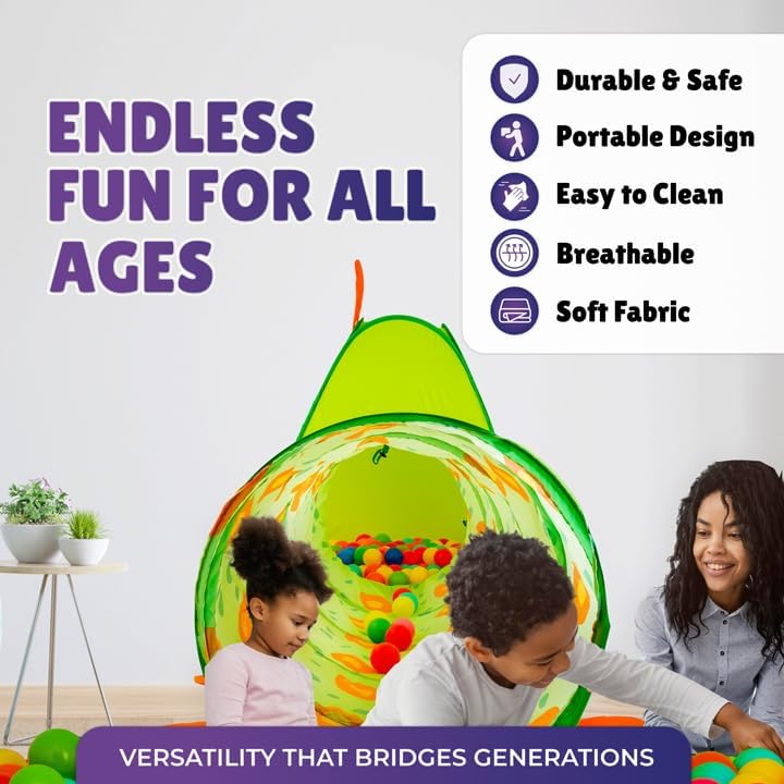 Kiddey Caterpillar ball pit area adds a soft, safe spot for sensory exploration.