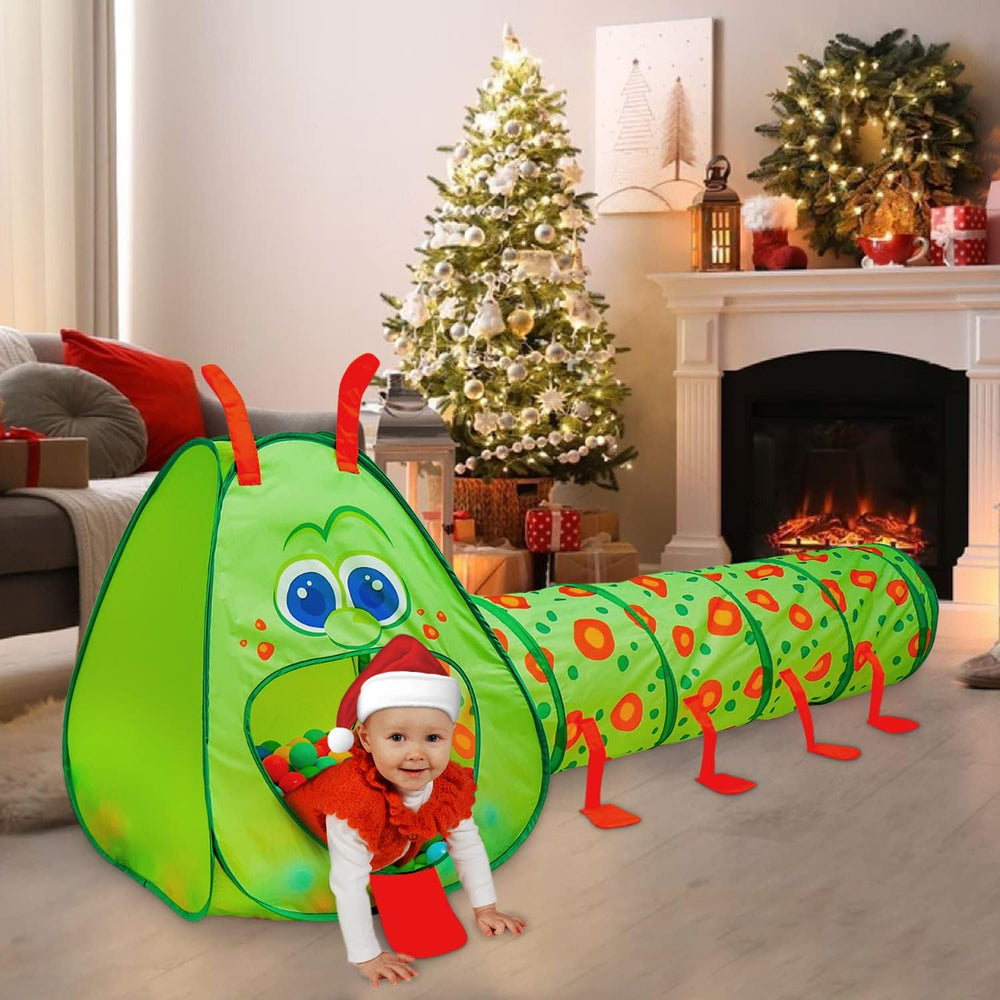 Kiddey Caterpillar play tent creates a bright crawl space for solo or group imaginative play.