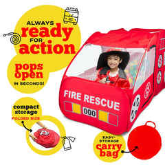 Kiddey Fire Truck Tent converts to a ball pit for extra fun.
