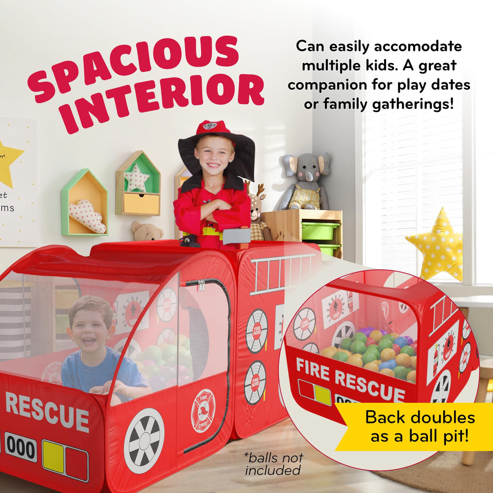 Kiddey Fire Truck Tent indoor-outdoor use supports versatile play.