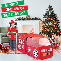 Kiddey Fire Truck Tent open entrance invites easy entry for toddlers.