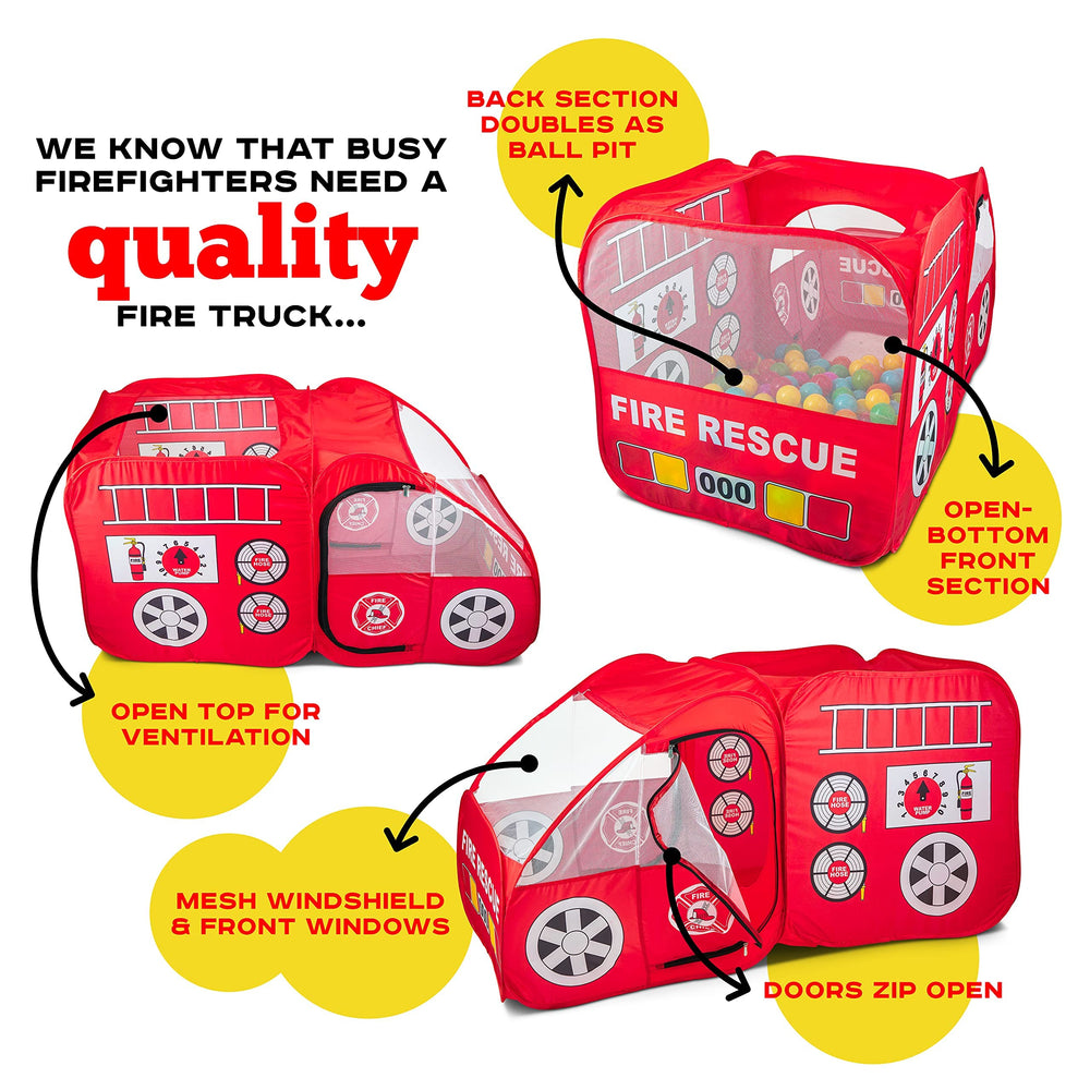 Kiddey Fire Truck Tent zippered door for easy access.