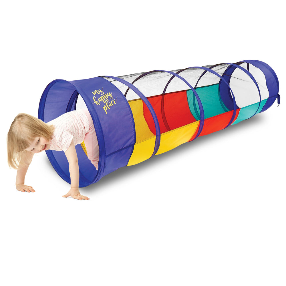 Kiddey play tunnel with see-through sides for easy supervision during crawl play.