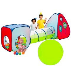 Kiddey tunnel and ball pit play tent with colorful crawl tunnel for safe indoor exploration.