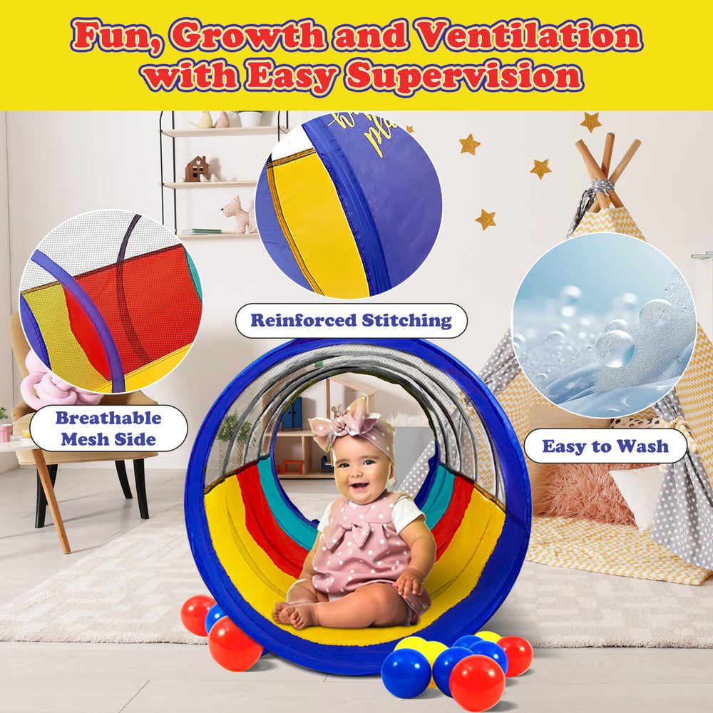 Kiddey tunnel includes zipper carry bag for portable fun.