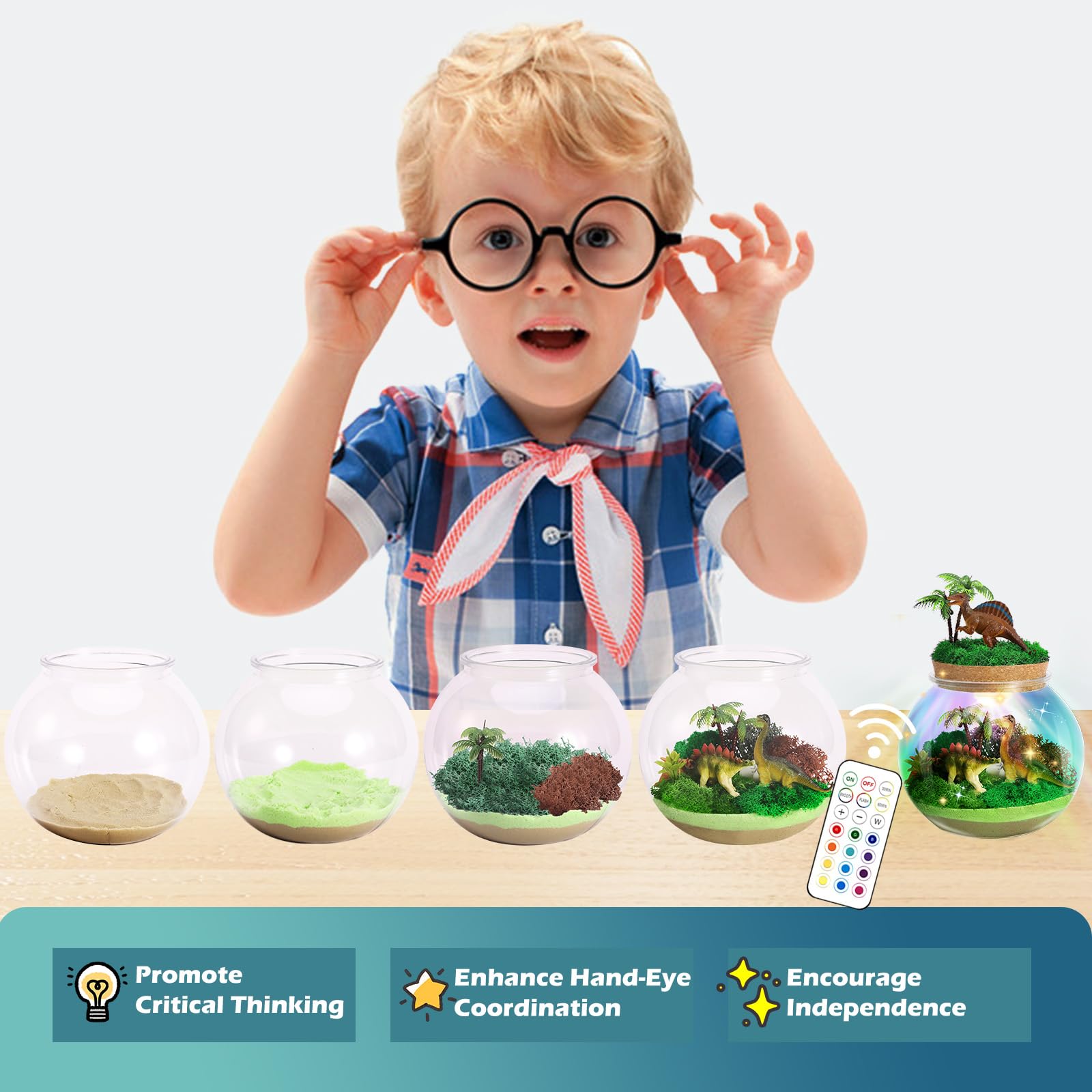 Kiddgroo moss and magic sand terrarium adds realistic texture.