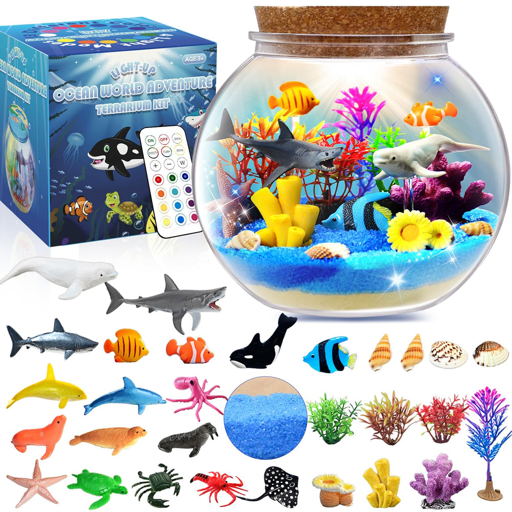 Kiddgroo Ocean Light Up Terrarium Kit for kids—glowing ocean display for playtime