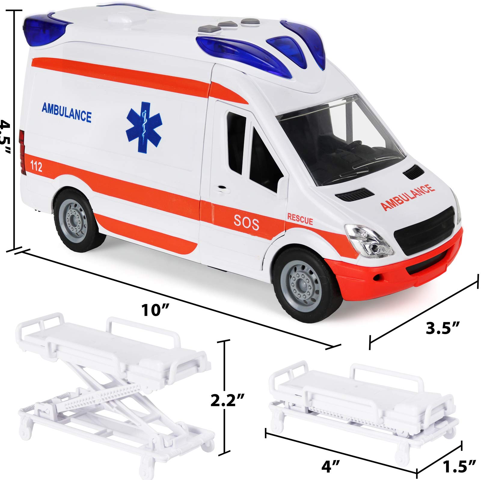 Kiddie Play ambulance doors open for interactive pretend missions.
