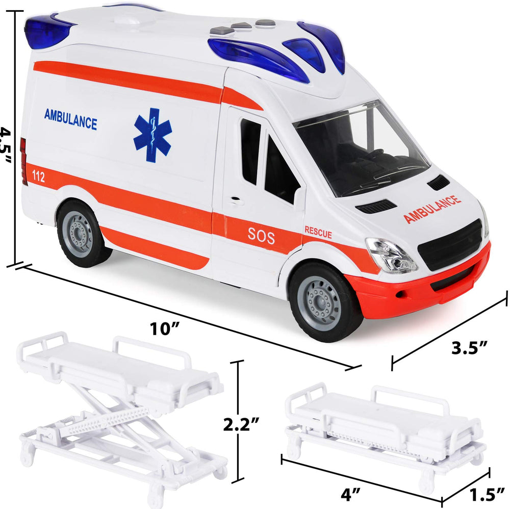 Kiddie Play ambulance doors open for interactive pretend missions.