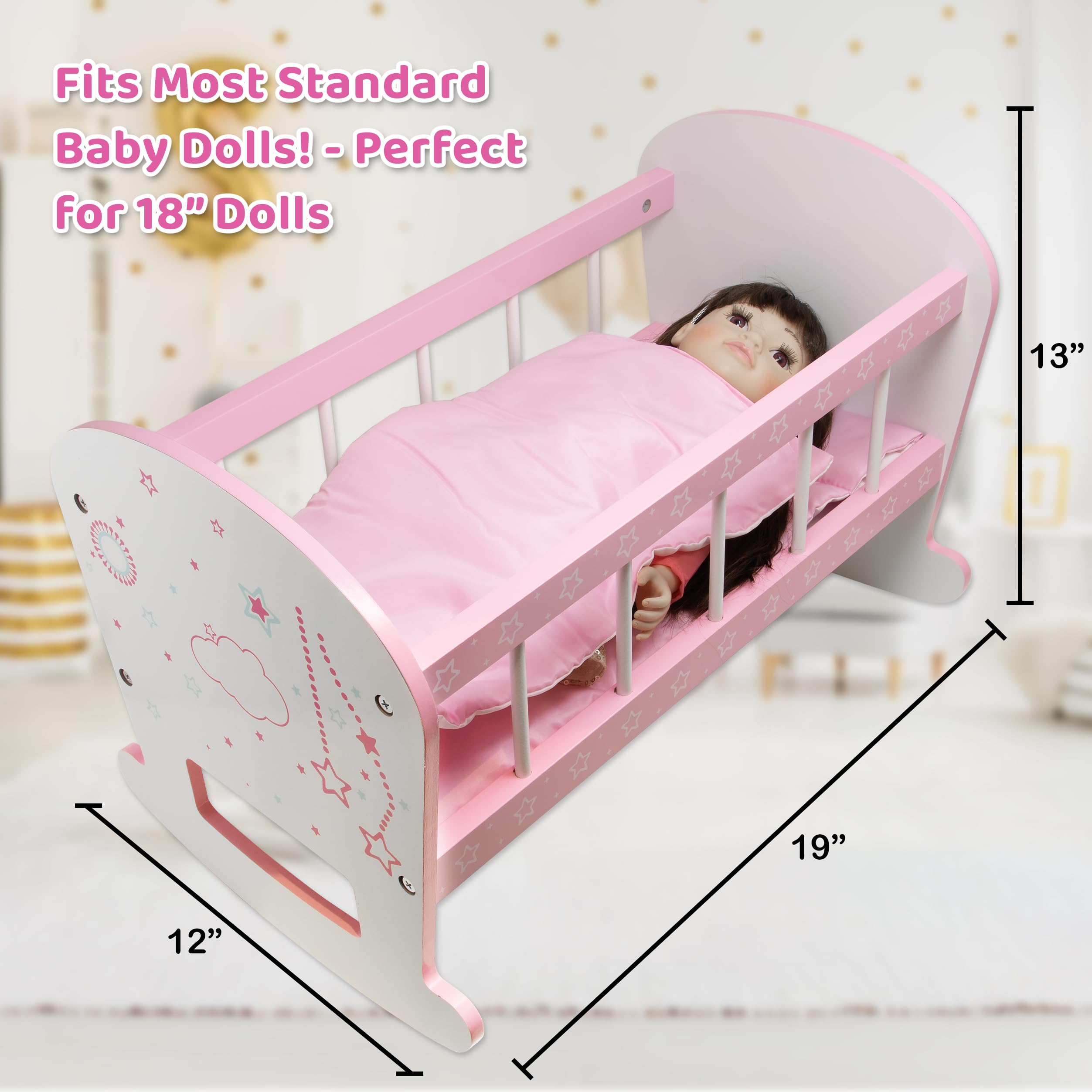Kiddie Play cradle includes screws and instructions for easy assembly.
