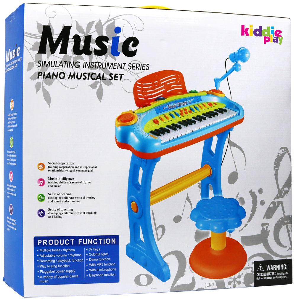 Kiddie Play colorful LED lights enhance playtime visuals.
