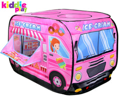 Kiddie Play ice cream truck pop-up tent folded for compact storage and portability.