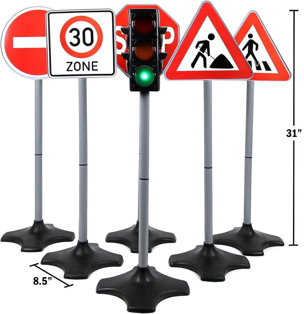 Kiddie Play LED beeping traffic light provides realistic color cues for role play.
