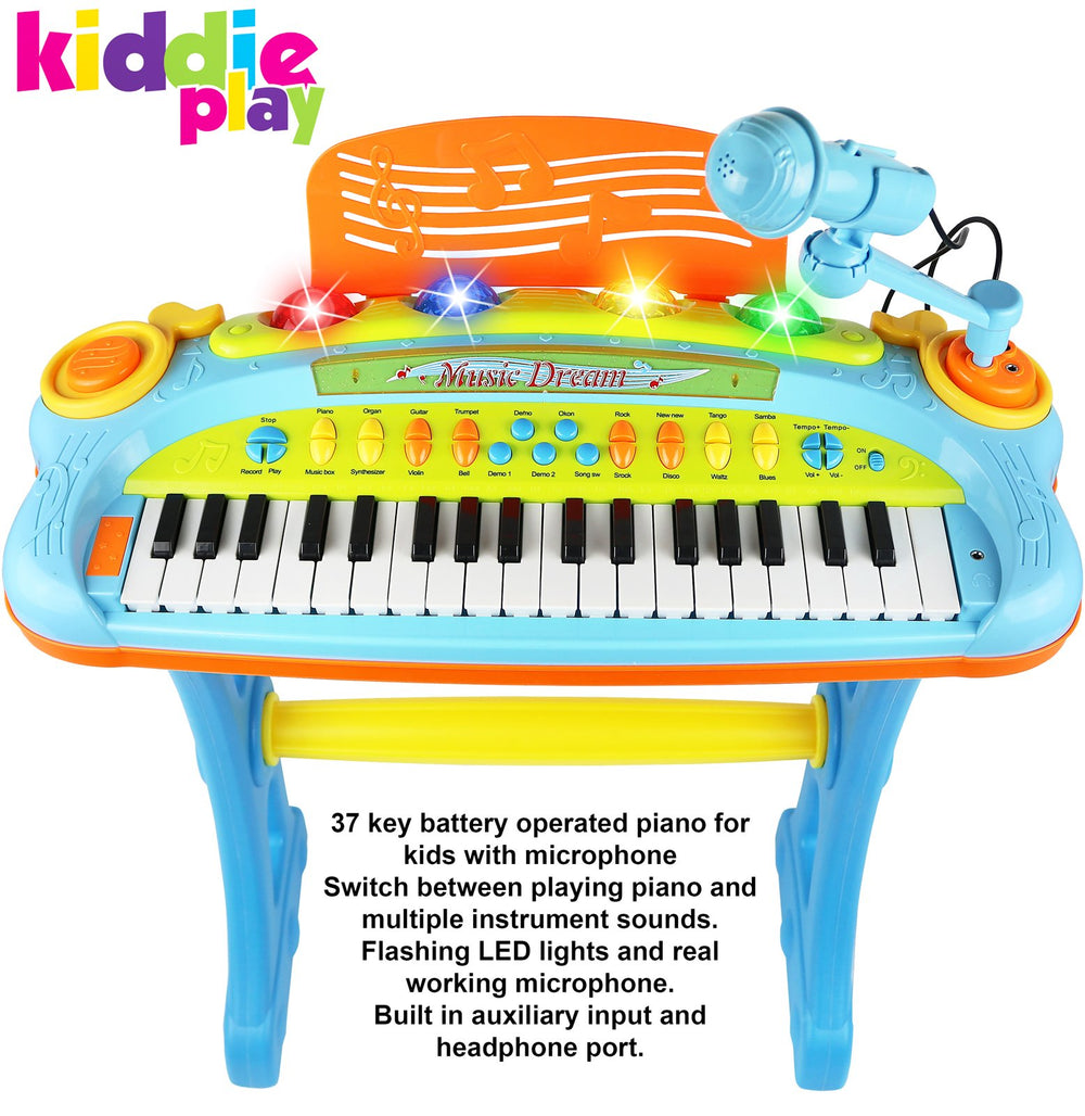 Kiddie Play offers battery or USB power for flexible play.