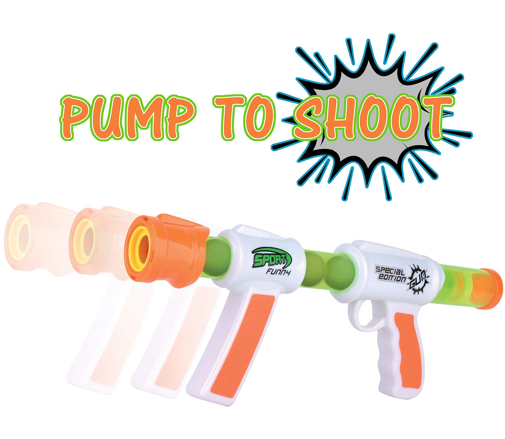 Kiddie Play pump-action shooter designed for quick follow-up shots.