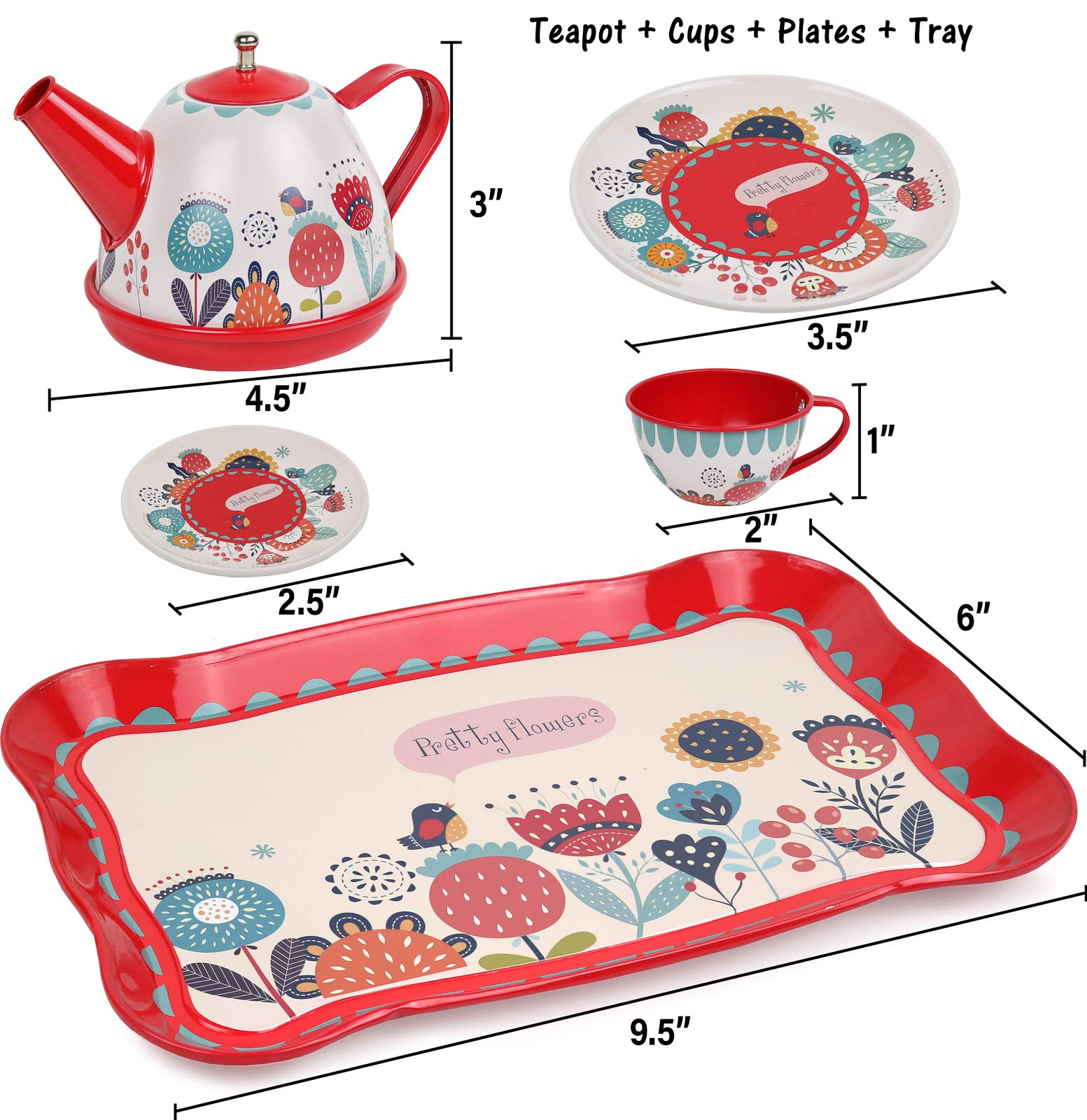 Kiddie Play tea set plates support graceful pretend tea service for kids.