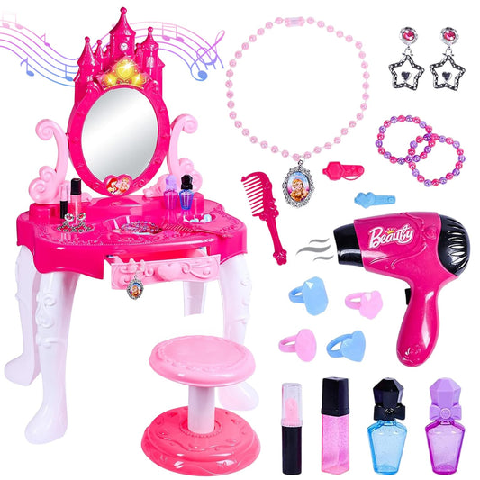 Kiddie Play Toddler Vanity Mirror with Light for pretend makeup and grooming