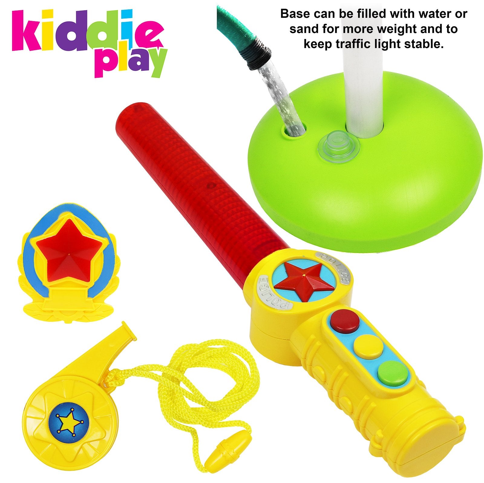 Kiddie Play base stability feature supports safe play with sand or water
