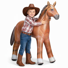 KiddieLoot 37-inch inflatable horse display for western-themed parties and photo booths.