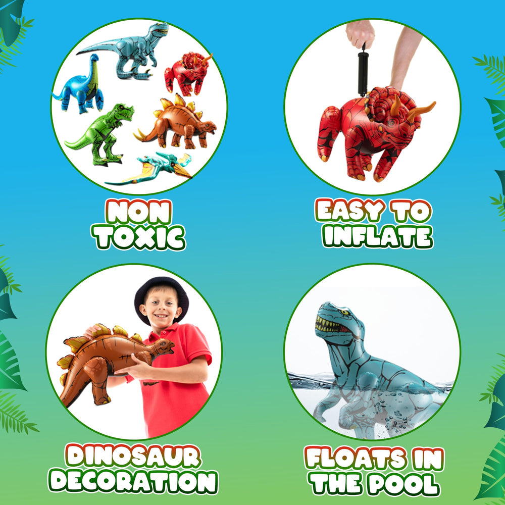 KiddieLoot Triceratops inflatable brings friendly party decor to events.