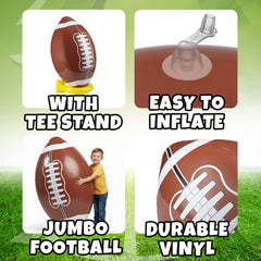 KiddieLoot inflatable football in action for kicking, tossing, and playful competition.