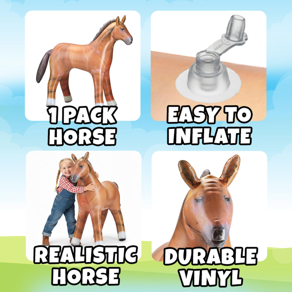 KiddieLoot inflatable horse prop ideal for kids' parties and photo moments.