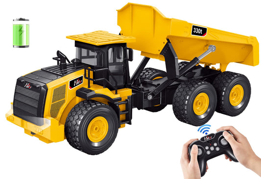 KIDDITOY Mighty 9-Channel RC Dump Truck bed lift view for immersive play