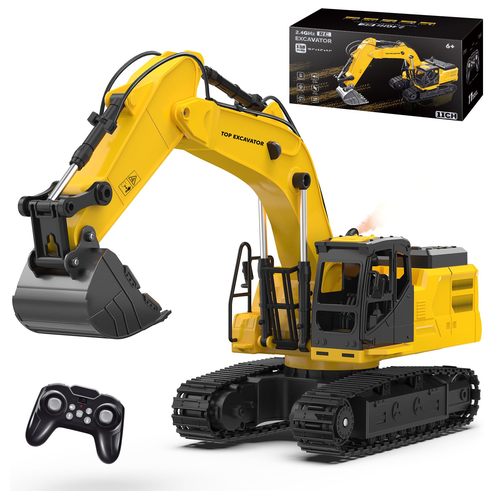 Kidditoy 1:18 RC excavator metal-dig action for realistic indoor and outdoor play