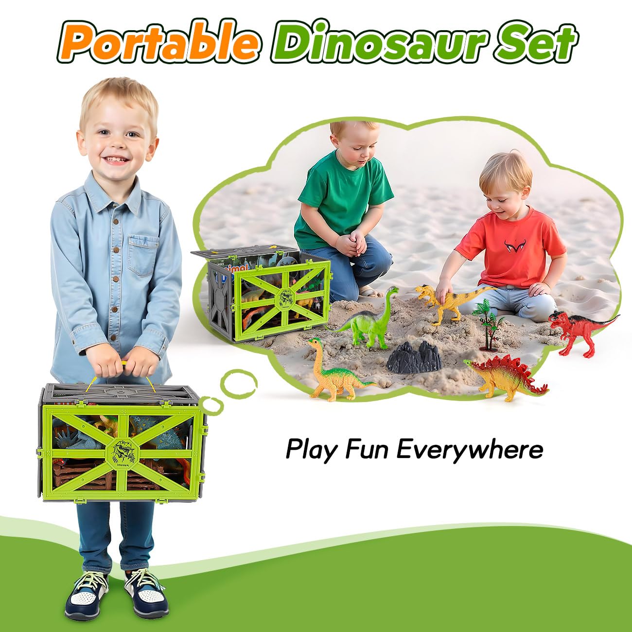 Kiddiworld dinosaur figure closeup highlighting diverse species and textures.