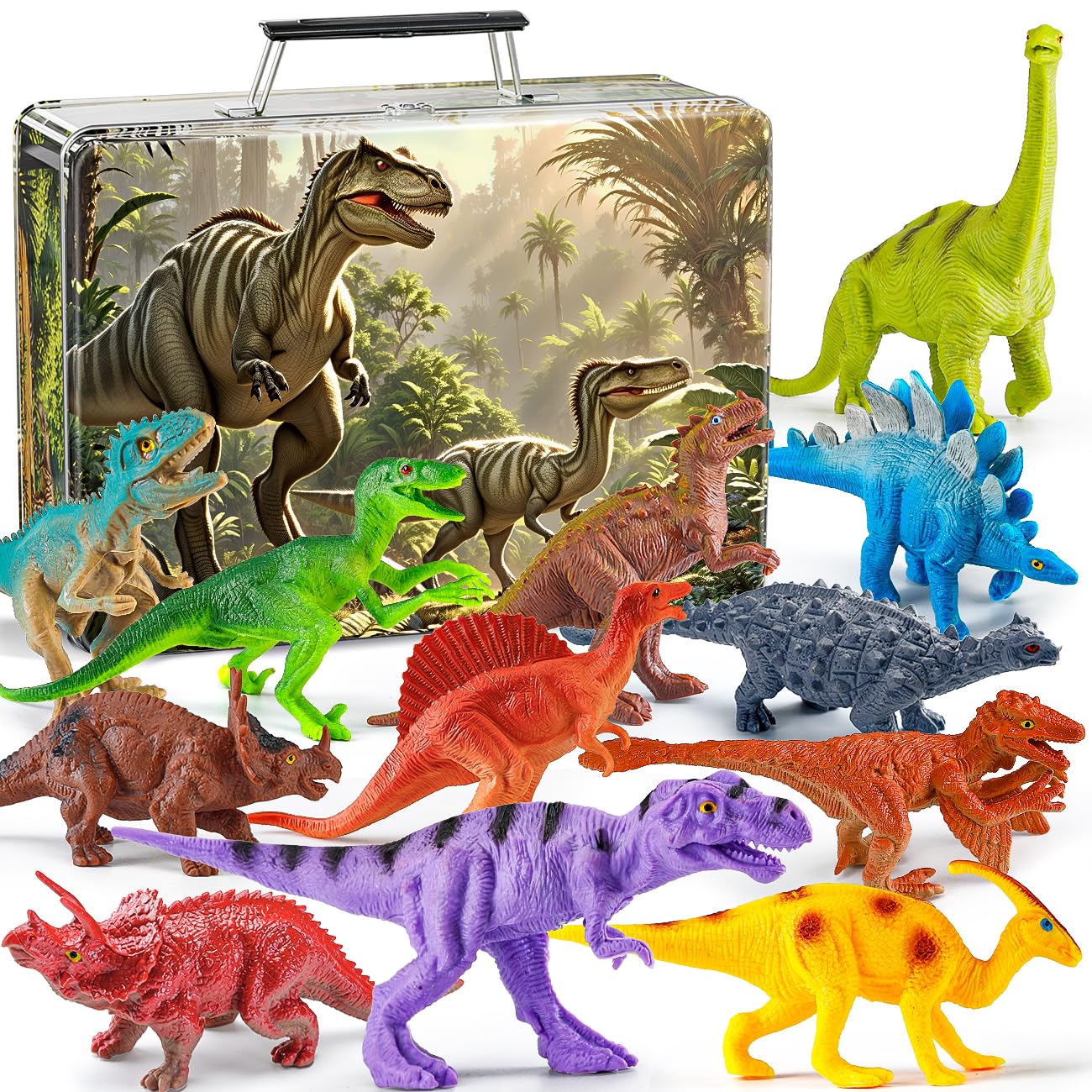Kiddiworld 12-dinosaur figures set for imaginative play and learning