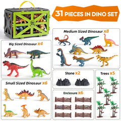 Dinosaur trees and rockeries add natural play scenery for creative worlds.