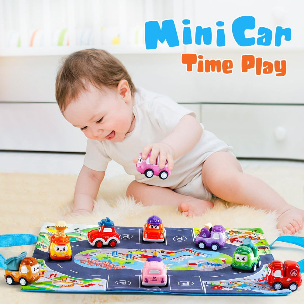 Kiddiworld playmat and storage box keeping cars organized for easy cleanups.