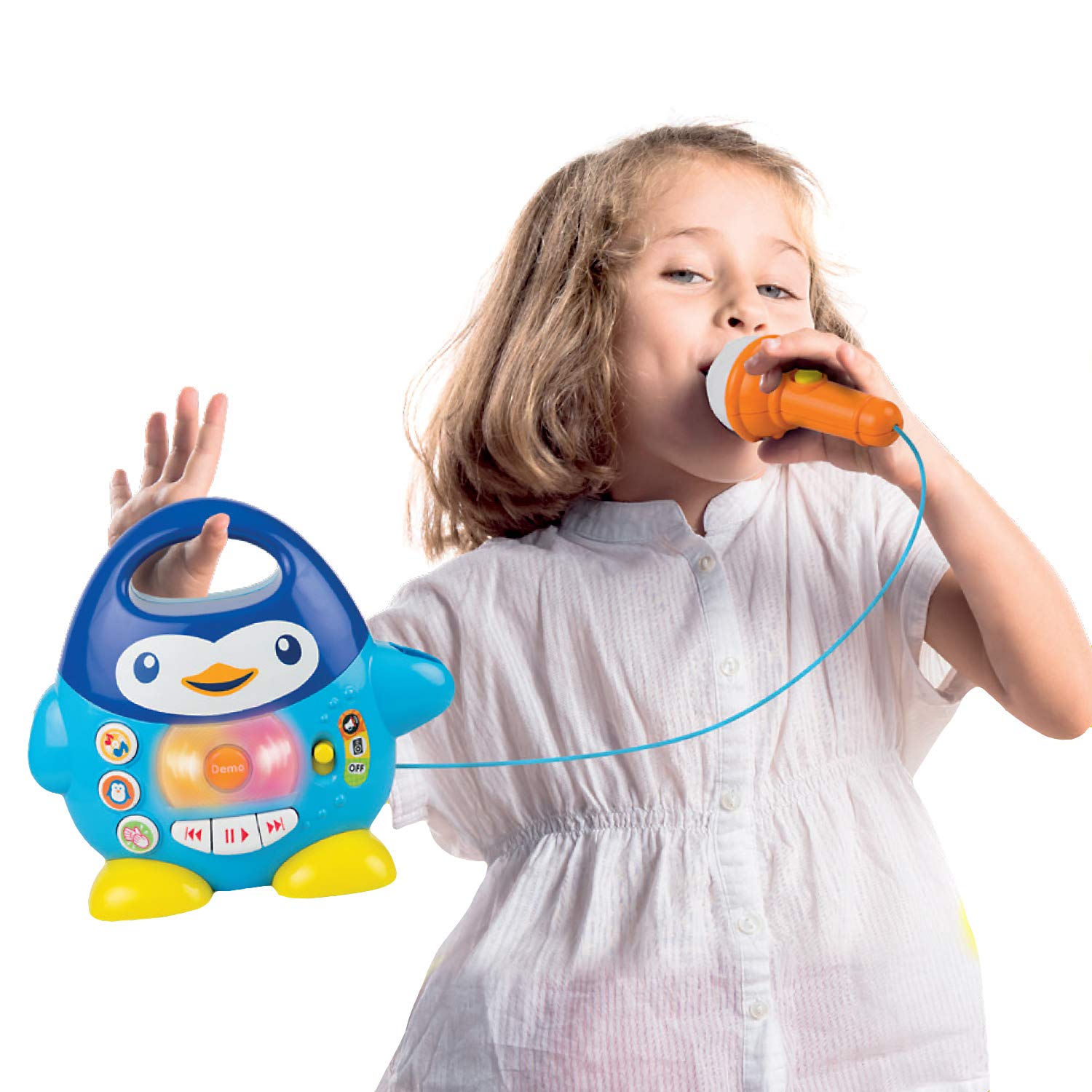 KiddoLab Penguin Karaoke Buddy applause button adds enthusiastic feedback.