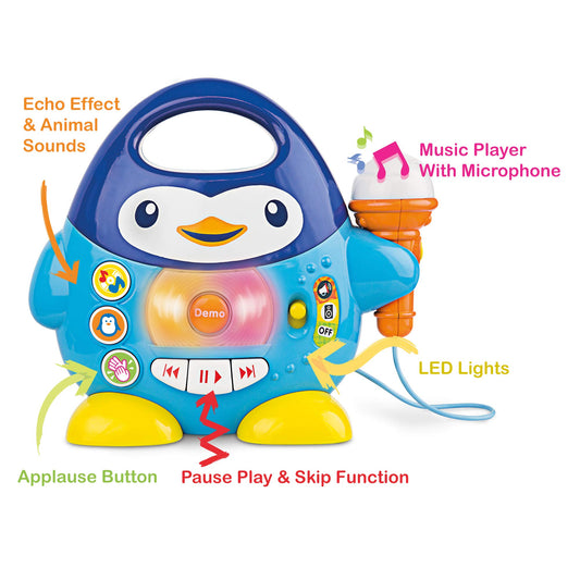 KiddoLab Penguin Karaoke Buddy lightweight microphone for joyful home performances.