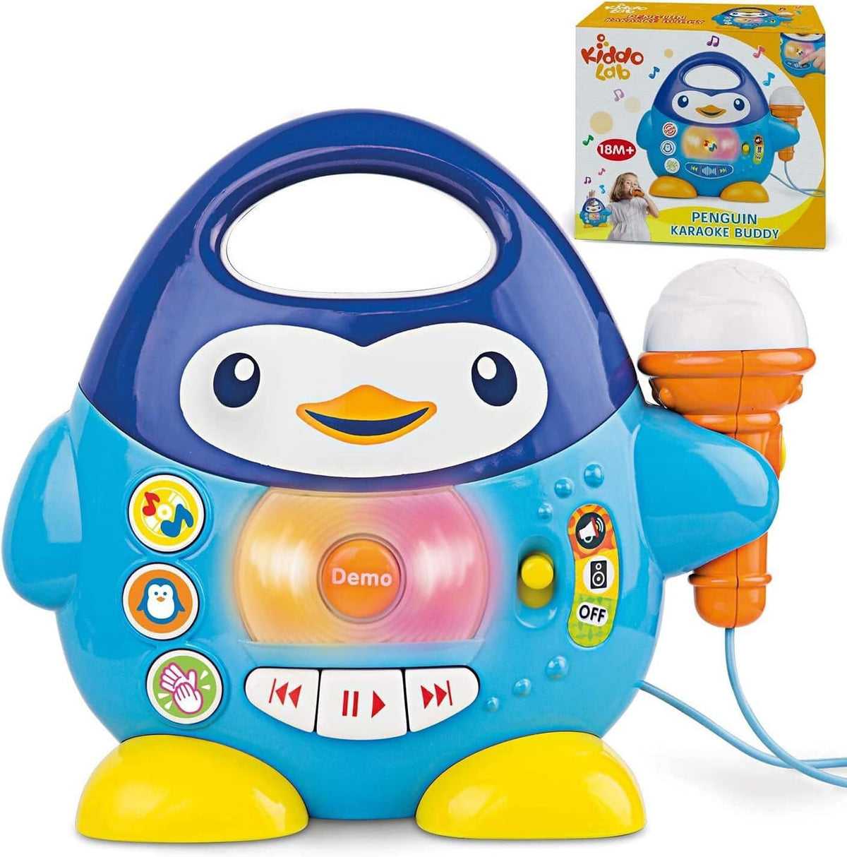 KiddoLab Penguin Karaoke Buddy music player for easy toddler sing-alongs.