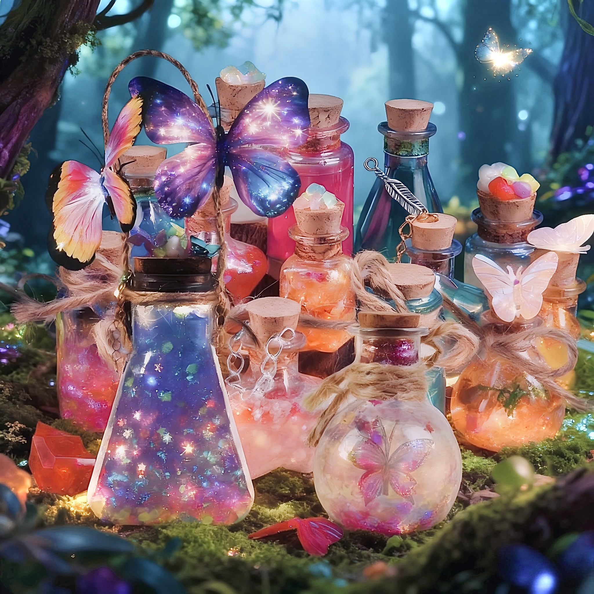 KIDDYCOLOR Large potion bottle serves as a centerpiece for pretend potion making