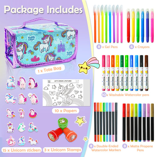 KIDDYCOLOR markers organized in clear compartments for easy access during creative sessions.