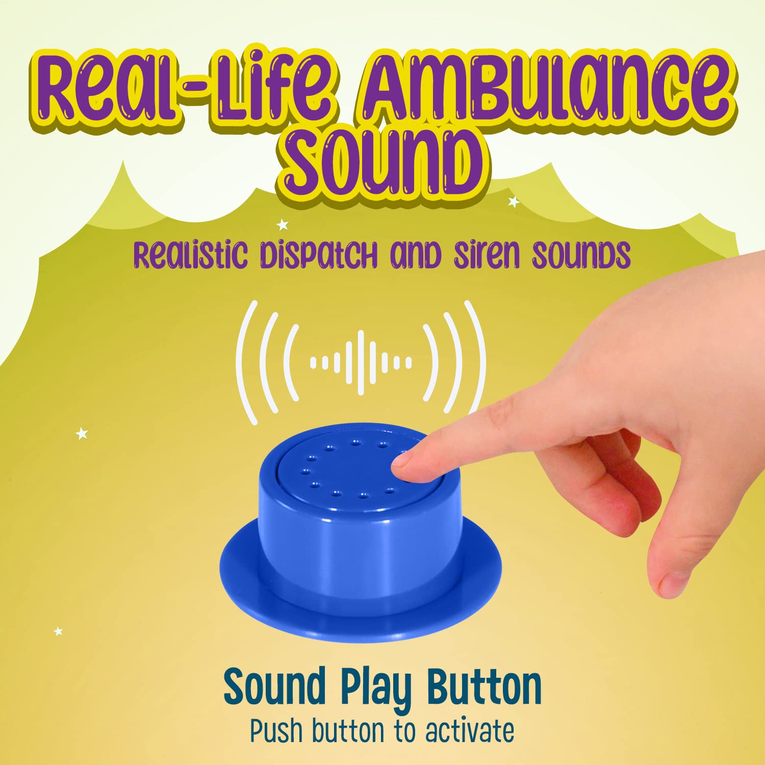 Kiddzery ambulance pop-up tent sounds button for interactive play