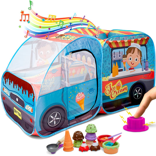 Kiddzery Ice Cream Truck Play Tent in bright colors for imaginative pretend play.