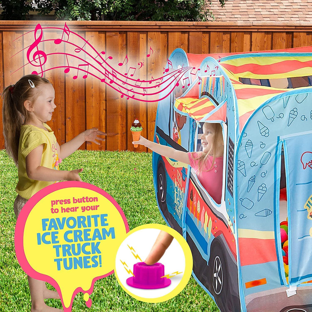 Kiddzery Musical Button Ice Cream Tent with lifelike tunes and interaction.
