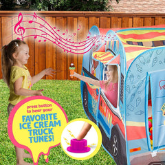 Kiddzery Musical Button Ice Cream Tent with lifelike tunes and interaction.