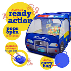 Kiddzery police car tent provides a spacious area for multiple kids.